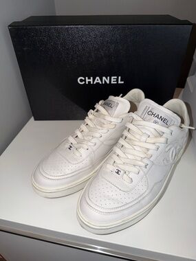 Chanel White Leather Sneakers